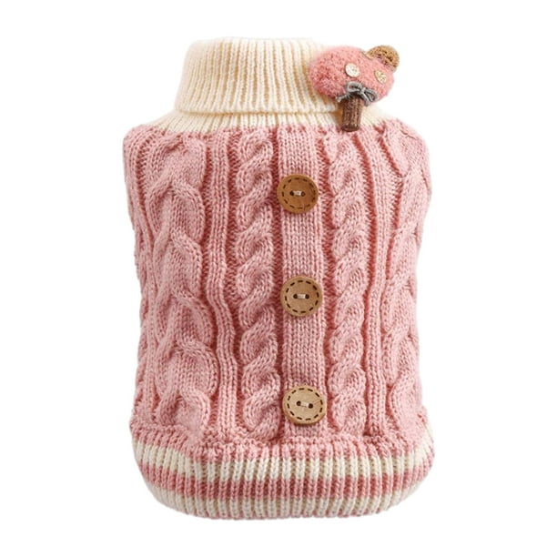 Greeniant Varios tamaños disponibles, chaleco tipo jersey para perros fácil de poner y quitar, suéter de invierno para perros, chaleco tipo Ropa para mascotas Rosa L