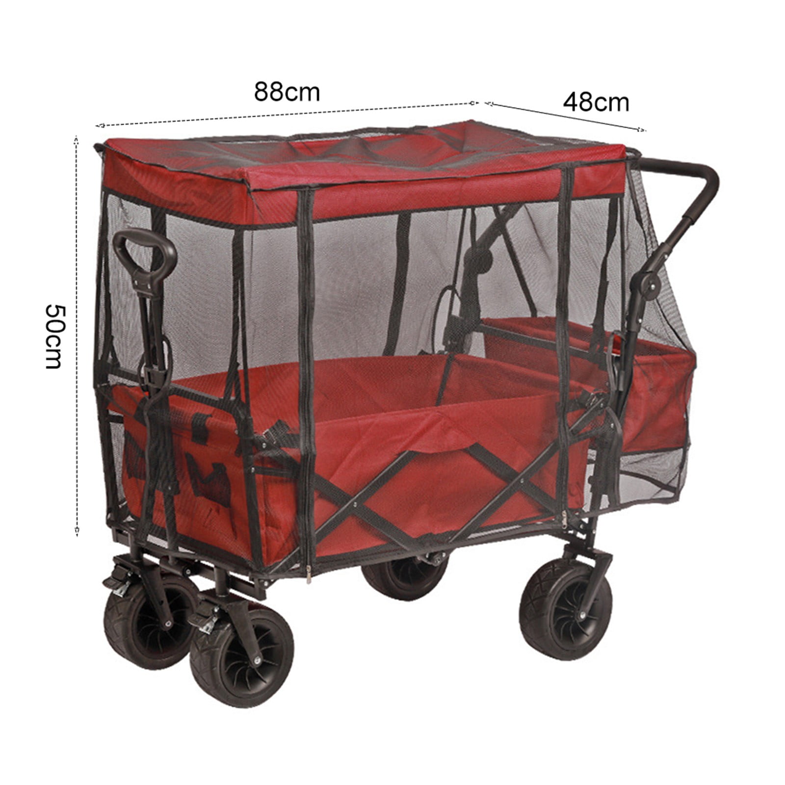 88X48X50Cm Net Cover No Wagon Canopy Poles Polyester Bug Mesh Nets Cover For Collapsible Beach Folding Wagon Camper Accessories Fangkenuo