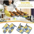 thumbnail image 2 of Blue Yellow and Navy Chrysanthemum Flowers Oven Mitts and Pot Holders 4 Pcs Set Daisy Floral Oven Glove and Potholder Suitable for Barbecues Baking Cooking Microwave, 2 of 6