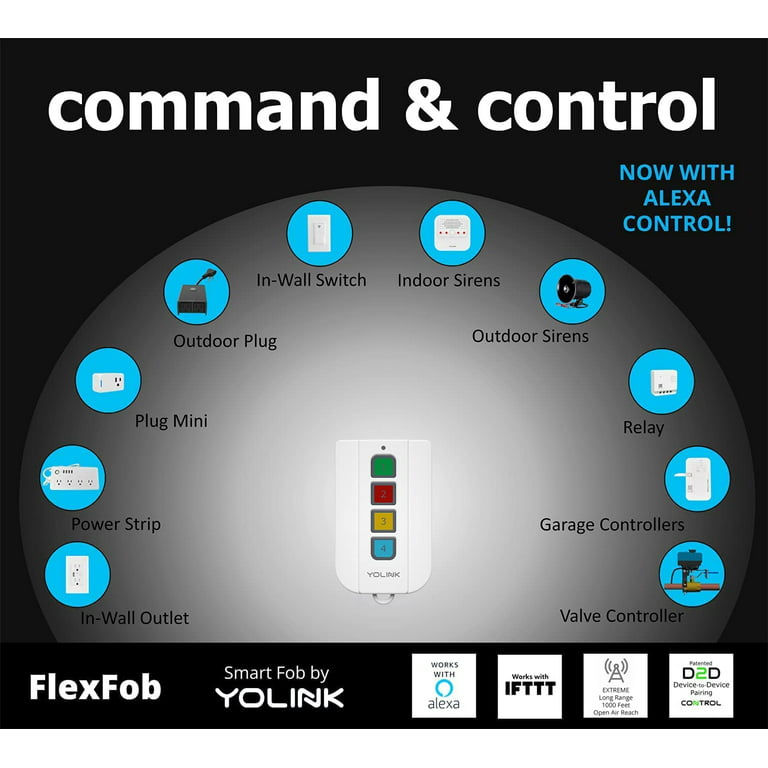 Kræft Bil Tage en risiko FlexFob 4-Button Smart Fob, up to 8 Functions, Trigger Alexa Routines &  IFTTT Applets, Smart Buttons - Walmart.com