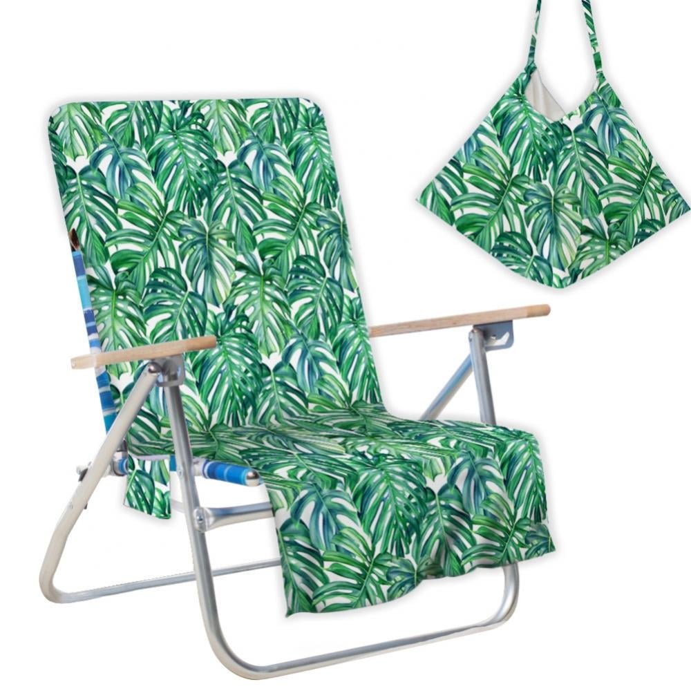 Aosijia Beach Chair Cover with Side Pockets Portable Chair Towel Cover