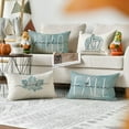 thumbnail image 5 of Hello Pumpkin Fall Happy Harvest Maple Leaf Throw Pillow Covers, 12 x 20 Inch Aqua Pillows Autumn Seasonal Cushion Case for Sofa Couch Set of 4, 5 of 6