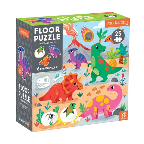 Dinosaur Park 25 Piece Floor Puzzle with Shaped Pieces -- Galison Mudpuppy