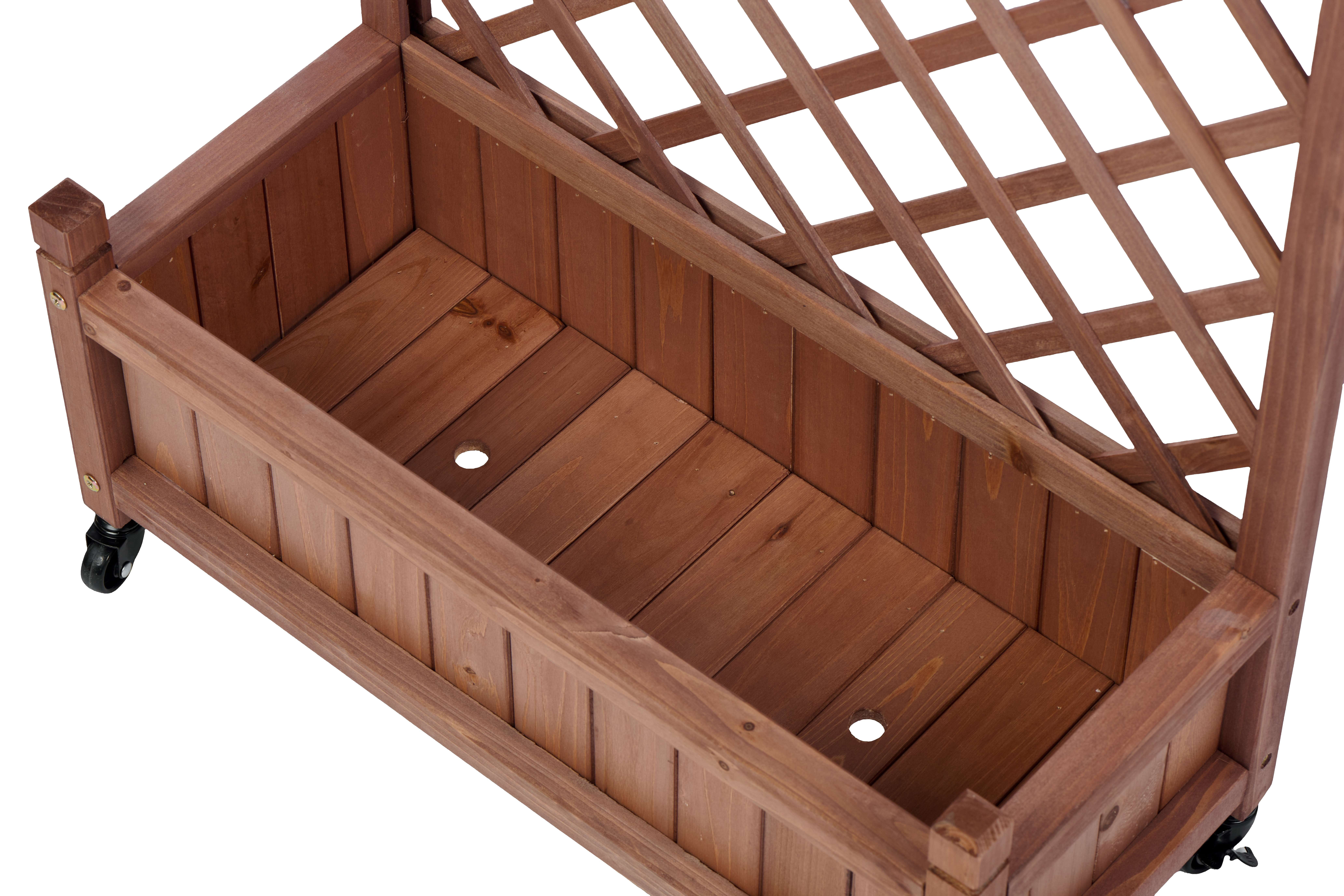 MAYEERTY 2-Pack Raised Garden Bed with Trellis, 11x25x42" Wooden Planter Box w/ Wheels Drainage for Climbing Plant