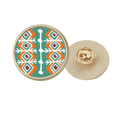 thumbnail image 1 of Modèle Vert Totems Mexicains Ancienne Civilisation Rond Métal Broche d'Or Clip, 1 of 3