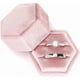 thumbnail image 1 of Velvet Jewelry Ring Box,Hexagon Premium Gorgeous Vintage Double Ring Gift Box with Detachable Lid for Proposal Engagement Wedding Ceremony(Pink-Purple, 1 of 4