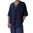thumbnail image 1 of Camisa informal de manga corta para hombre para el verano: estampado de cocoteros, poliéster-spandex, transpirable, tallas M-XXXL, 1 of 5