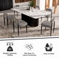 thumbnail image 7 of 7PCS Morden Fort 71" Dining Table Set for 6, White Marble Top Dining Table with 6 Armless Grey Boucle Chairs for Kitchen, Dining Room, Restaurant, Conference Room, 7 of 7