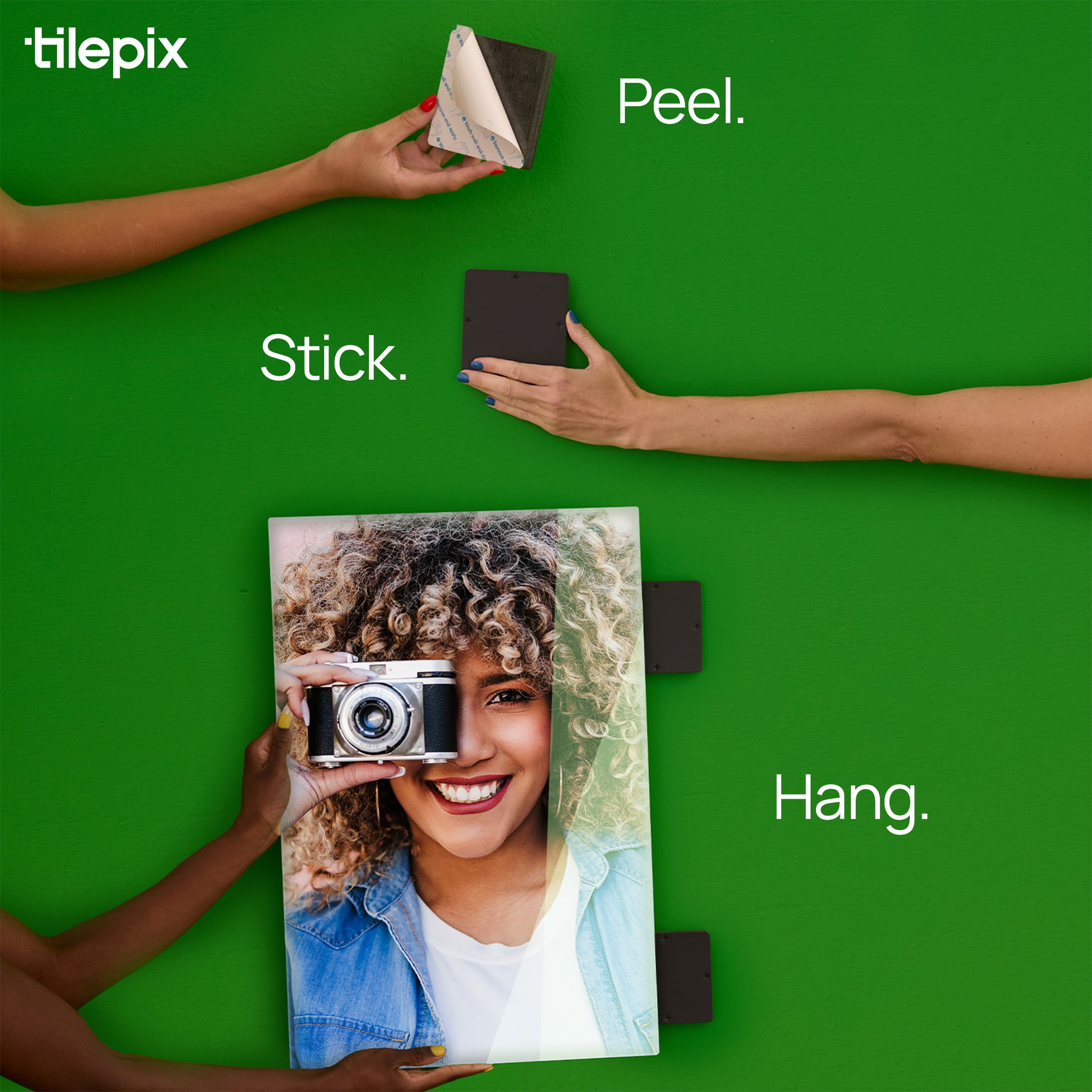 TilePix Glass Premium 16x24 Glass Picture Tile - Customizable Magnetic Photo Tile Picture Frame, Nail-Free Hanging Photo Tile