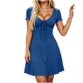 thumbnail image 5 of Lace Mini Dress Cap Sleeve Tie Front Square Neck A Line Cute Short Graduation Dresses for Women 2026 Summer, 5 of 7