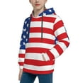 thumbnail image 2 of Picia America Flags3 Pattern Youth Hoodie - Warm Pullover Sweatshirt with Kangaroo Pocket, Ideal for Boys and Girls-Large, 2 of 6