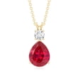 thumbnail image 2 of Rosec Jewels Lab Grown Ruby Drop Pendant (2.9 Carat, 7X10 mm Pear Shape, AAAA Grade) - Certified Ruby Diamond Necklace, 10K Yellow Gold, 2 of 6