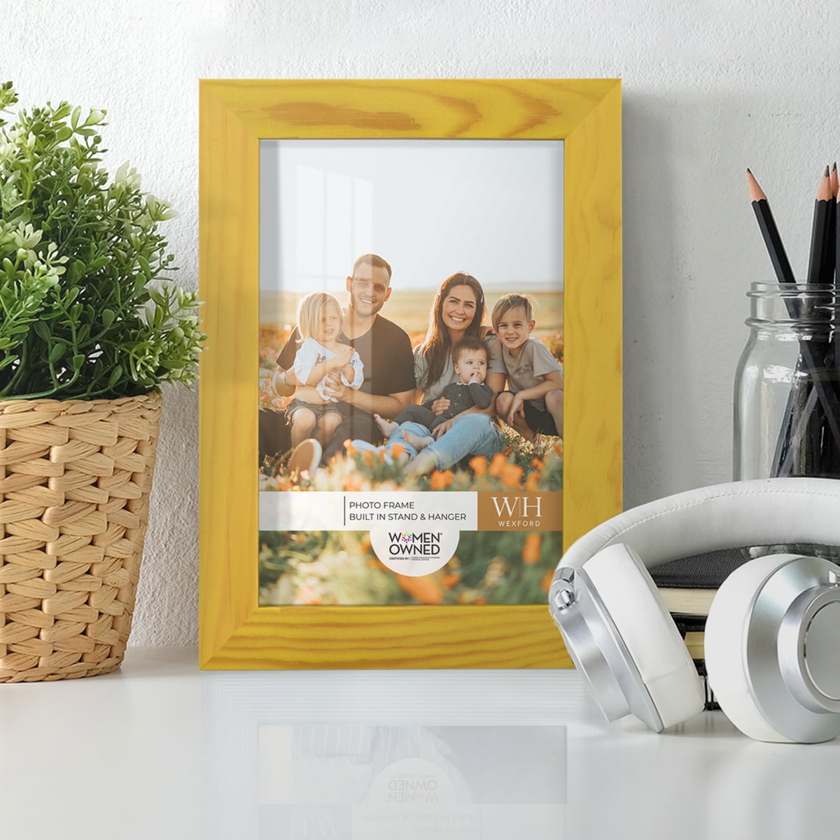 Woodgrain 5 in. x 7 in. Sunflower Yellow Picture Frame