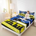thumbnail image 4 of Homewish Yellow Blue Helmet Bed Sheets, Eat Sleep Football Rugby King Sheets, Modern Sports City Print Sheet Set, Ultra Soft Bedroom Decor, 4 Pieces, 4 of 7