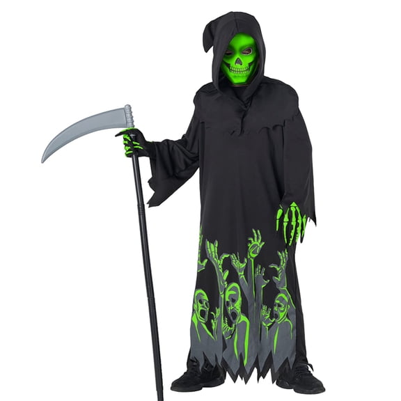 Morph Grim Reaper Kids Halloween Costume For Unisex Black 7-9 Years