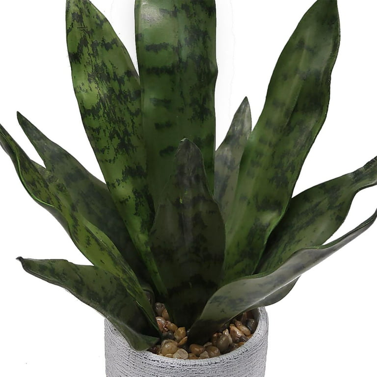 Mikasa 18-in Artificial Plastic Snake Plant in A Faux Marble Pot, Green