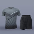 thumbnail image 2 of Men's Shirt and Shorts Gym Set 2 Piece Outfits Fashion Summer Tracksuits Casual Sportwear Set Big and Tall Size M-5XL Gray, 2 of 5