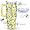 thumbnail image 3 of 40oz Yellow Lemon Pattern Stainless Steel Flip Straw Tumbler Spill Proof Travel Cup Double Wall Vacuum Insulated Coffee Mug with Top Handle, 3 of 6