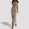 thumbnail image 3 of Bathing Suit Cover Up Beach Clothes for Women Swimwear Cover Ups Women's Knit Dress Front Long Beach Clubwear Solid Color Backless Cut Outs, 3 of 6
