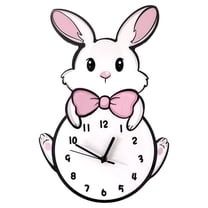 Kids Wall Clock Battery Operated,Silent Non Ticking Cat Wall Clock,Analog Cute Pink Wall Clock for Girls Lovers