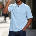 thumbnail image 5 of Mens Lightweight V Neck T-Shirts Summer Short Sleeve Plain Tees Casual Hippie Single Button Henley Shirt, 5 of 9