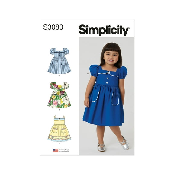 Simplicity Sewing Pattern 3080 - Toddlers' Dresses, Size: A (1/2-4)