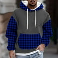thumbnail image 2 of Lorytime Men's Hoodies Fleece Plaid Streetwear Sweatshirt Long Sleeve Drawstring Pullover with Pocket Tops Blue 4XL, 2 of 5