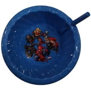 Angle View: Designs Marvel Super Hero (Thor, Captain Marvel, Rocket Raccoon, Black Panther & Spiderman) Children's Sipper Cereal Bowl With Straw (Blue)
