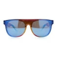 thumbnail image 4 of Kids Size Tie Dye Color Flat Top Shield Horn Rim Plastic Sunglasses Orange Blue - Blue Mirror, 4 of 7