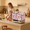 thumbnail image 3 of Renewold Toaster Oven Dust Cover Linen-Look Polyester Washable Convection Oven Air Fryer Small Appliance Protection Case Kitchen Accessories, 22.5 x 18.5 x 13 Inches, Strawberry Flower Pink, 3 of 7