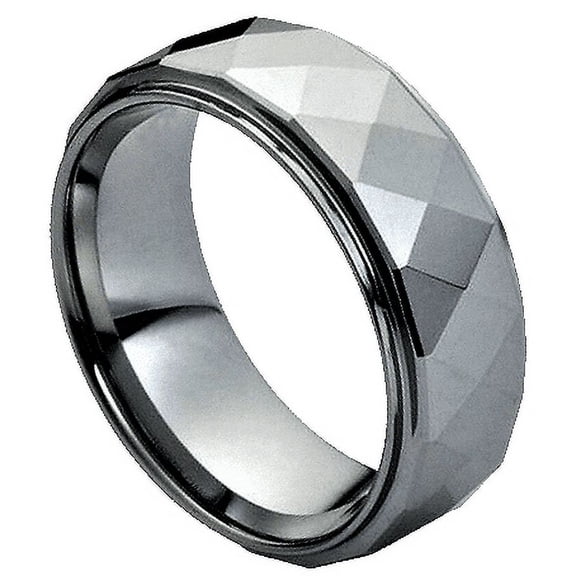 Tungsten Rings for Men Wedding Bands for Him Womens Wedding Bands for Her 6mm Shiny Facet Diamond Cut Design