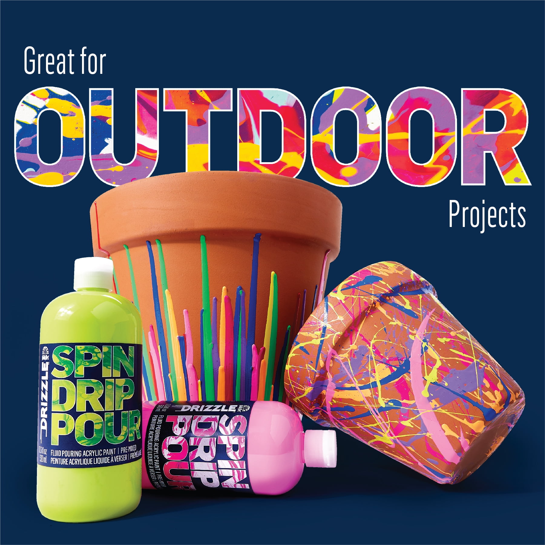 FolkArt Drizzle Pre-Mixed Fluid Pouring Acrylic Paint Set, Neon Lights, Set of 4