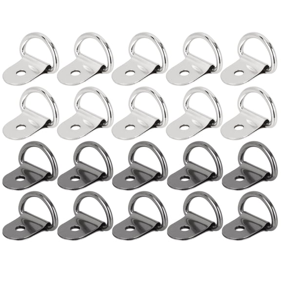 Unique Bargains 20pcs Silver Tone Titanium Tone D Shape Tie Down Anchors Lashing Ring for Car Trailers RV Boats