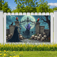 thumbnail image 3 of Grim Reaper Halloween Banner Spooky Hand Full Moon for Haunted House Halloween Party Scary Decoration, 3 of 9