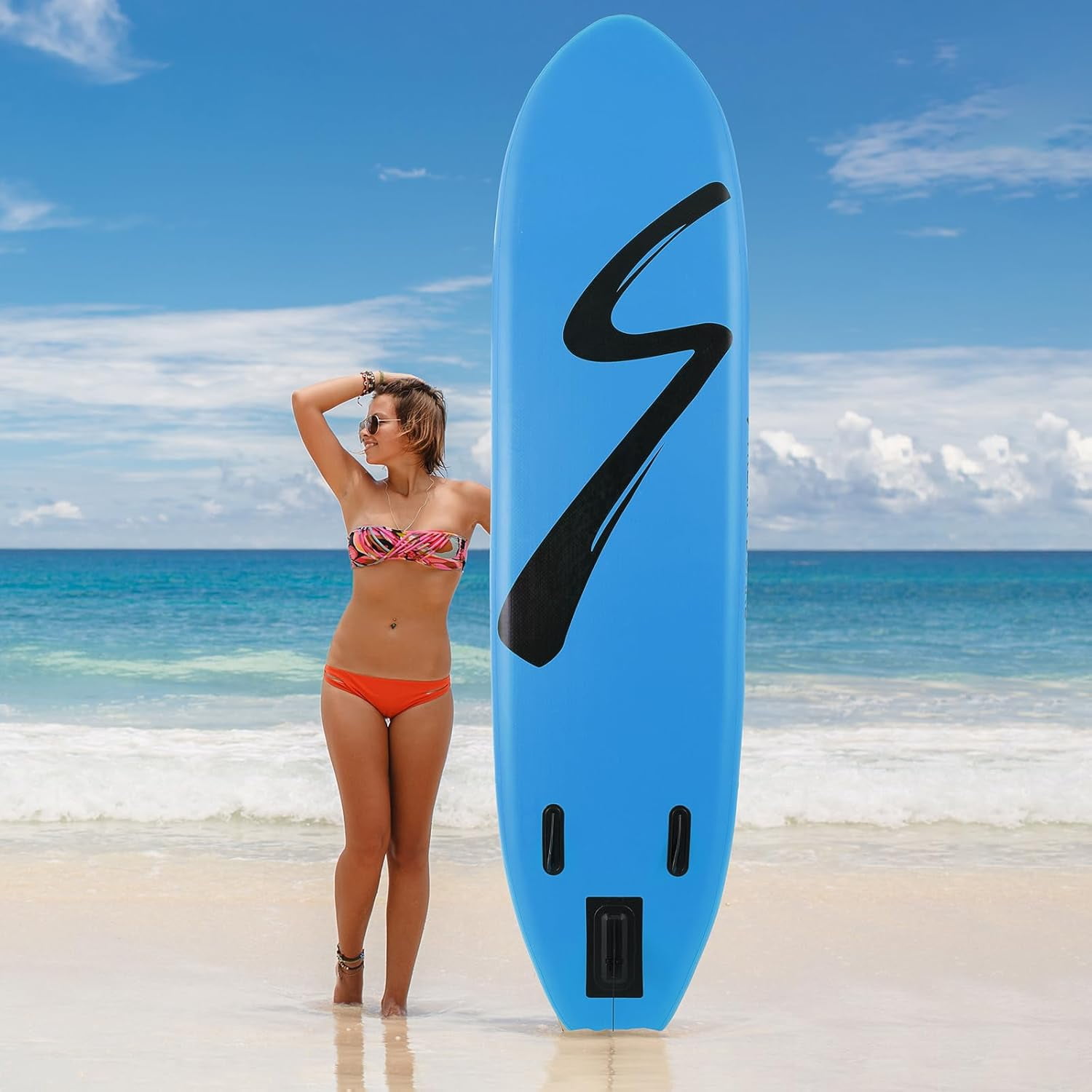 Pirecart 10FT Inflatable Stand up Paddle Board with Fins, Paddle and Carry Bag, Paddle Board for Adults and Beginners, Blue