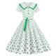 thumbnail image 1 of Generic New Polo Collar Retro Dots Repair Slimming Print Retro Big Swing Dress with Belt, 1 of 1