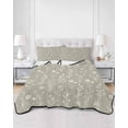 thumbnail image 2 of Quilts Twin Size Bedding Set, Gray Green Flowers Lightweight Quilted Comforter, Spring Summer Farmhouse Botanical Soft Reversible Bedspread Coverlet with Pillow Covers for All Season, 68" x 86", 2 of 7
