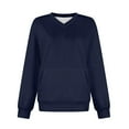 thumbnail image 5 of Fall Sweatshirts for Women 2025 Long Sleeve V Neck Plain Basic Oversized Sweatshirt with Pockets Pullover Tops, 5 of 6