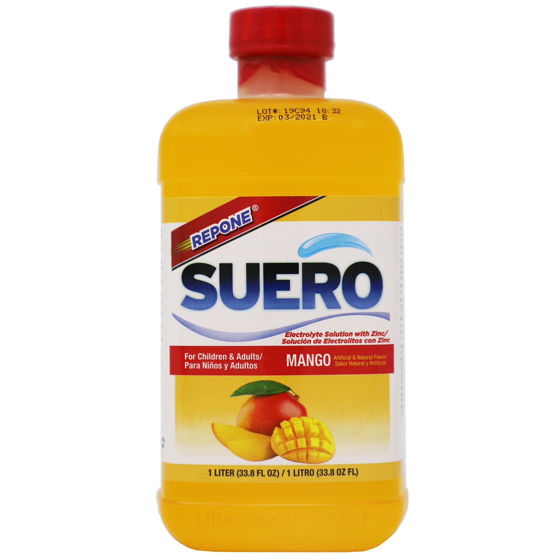 Suero Electrolyte Drink for Adults and Children 1 Year and Older, Mango Flavor 1L (8 Pack)