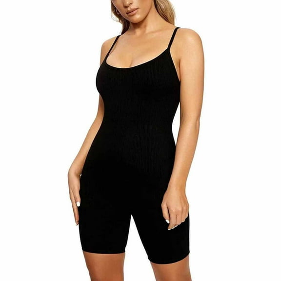 REALiKUN Women Romper Bodycon Sleeveless Spaghetti Straps Short Jumpsuit One Piece Bodysuit Onesie Pajamas Playsuit