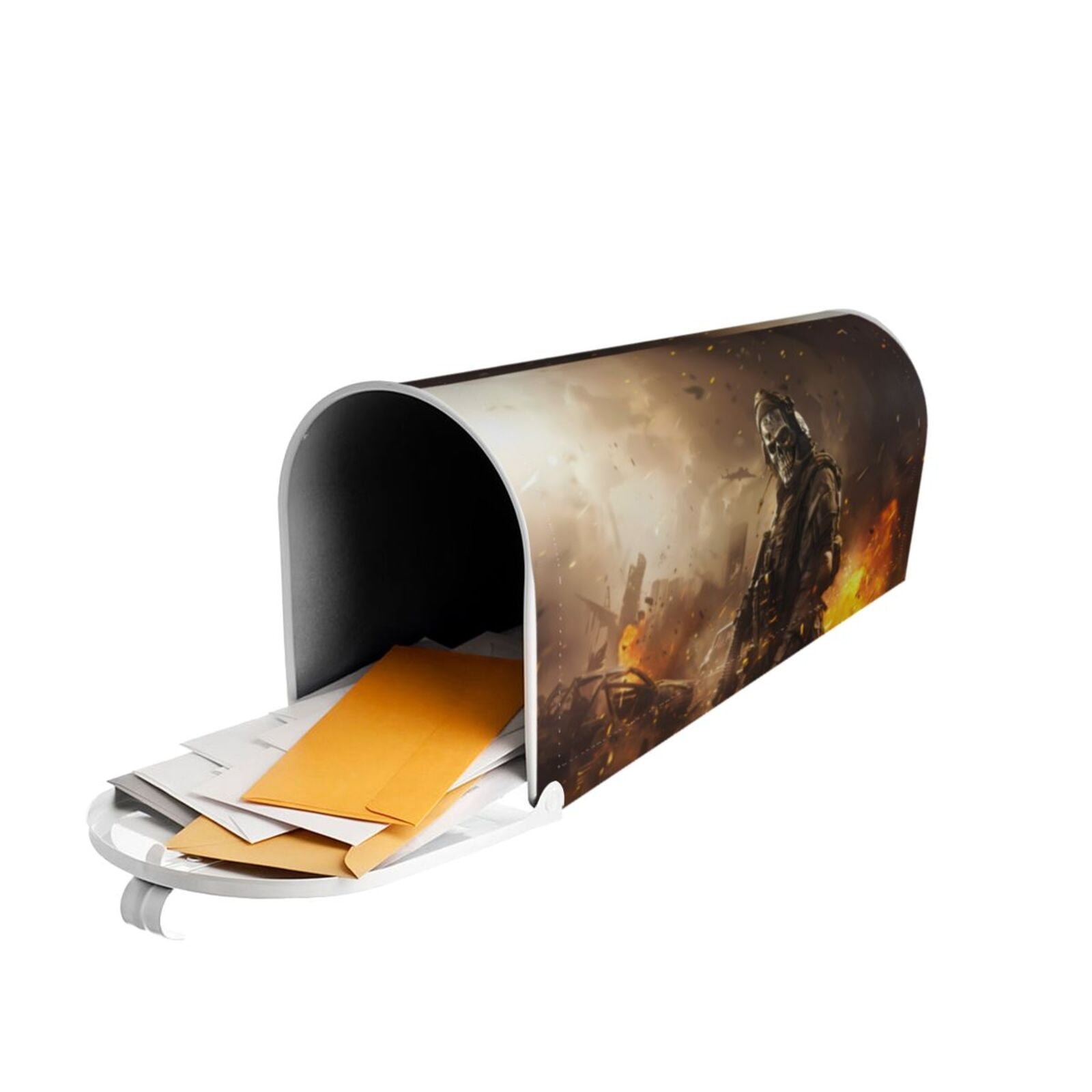 Logiee Apocalyptic Skull Soldier Print Post Letter Box Wrap Decor, Mailbox Cover Suitable for Standard Mailbox and Large Size Mailbox,Outdoor Yard Decoration-25.5x21 in