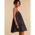 thumbnail image 4 of Brown All-Over Polka Dot Spaghetti Strap Tiered Mini Sundress For Women, Boho Vacation Dress, 4 of 7