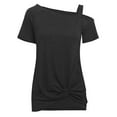 thumbnail image 6 of SHIBEVER Casual Cold Shoulder Tunics Tops for Women Summer Cute Short Sleeve Twist Knot Blouse T-Shirt Black 2XL, 6 of 7