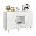 thumbnail image 3 of DEXTRUS Sideboard Storage Cabinet with Doors & Drawers, Coffee Bar Cabinet, Kitchen Buffet with Adjustable Shelf, Wine Glass Holder, White, 3 of 11