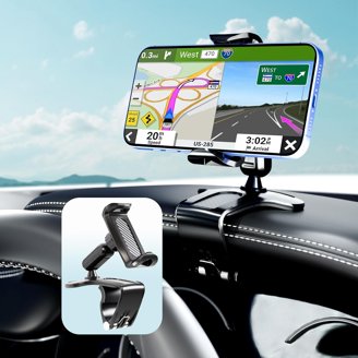 Car Phone Holder – Clip-On Mount For Dashboard, Visor & Mirror, 360° Rotatable With Parking Number Plate