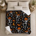 thumbnail image 5 of Playful Dancing Skeletons Pumpkins Festive autumn celebration Scene Whimsical, Warm Flannel Blanket for Living Room and Family Room, Festive autumn celebration Scene, Festive Home Decor, 5 of 9