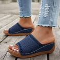 thumbnail image 4 of Dakaela Summer Sandals for Women 2026 Platform Wedge Slip on Slides Open Toe Orthopedic Slippers Arch Support Beach Walking Shoes Blue 9.5, 4 of 7
