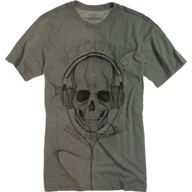 Ecko Unltd. Camiseta gráfica Skully Soundwaves para hombre, gris, extra pequeña