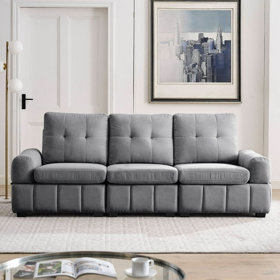Zechuan Modular Sectional Sofa, Living Room Furniture Set, 3 Seater Sofa Couch Sectional Sofa Bed with Storage, Gray