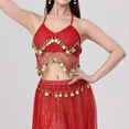 thumbnail image 5 of Kctiaxy Womens Summer Tops with Built in Bra Spaghetti Strap Fringe Sparkly Tank Top Sleeveless V-Neck Belly Crop Blouse Dance Performance, 5 of 8